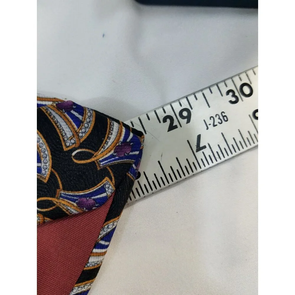 Christian Dior Cravate Mens Necktie Silk Tie Black Blue Abstract Geometric Fan P